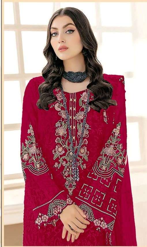 DINSAA SUITS 172 GEORGETTE EMBROIDERED SALWAR SUITS AT WHOLE...