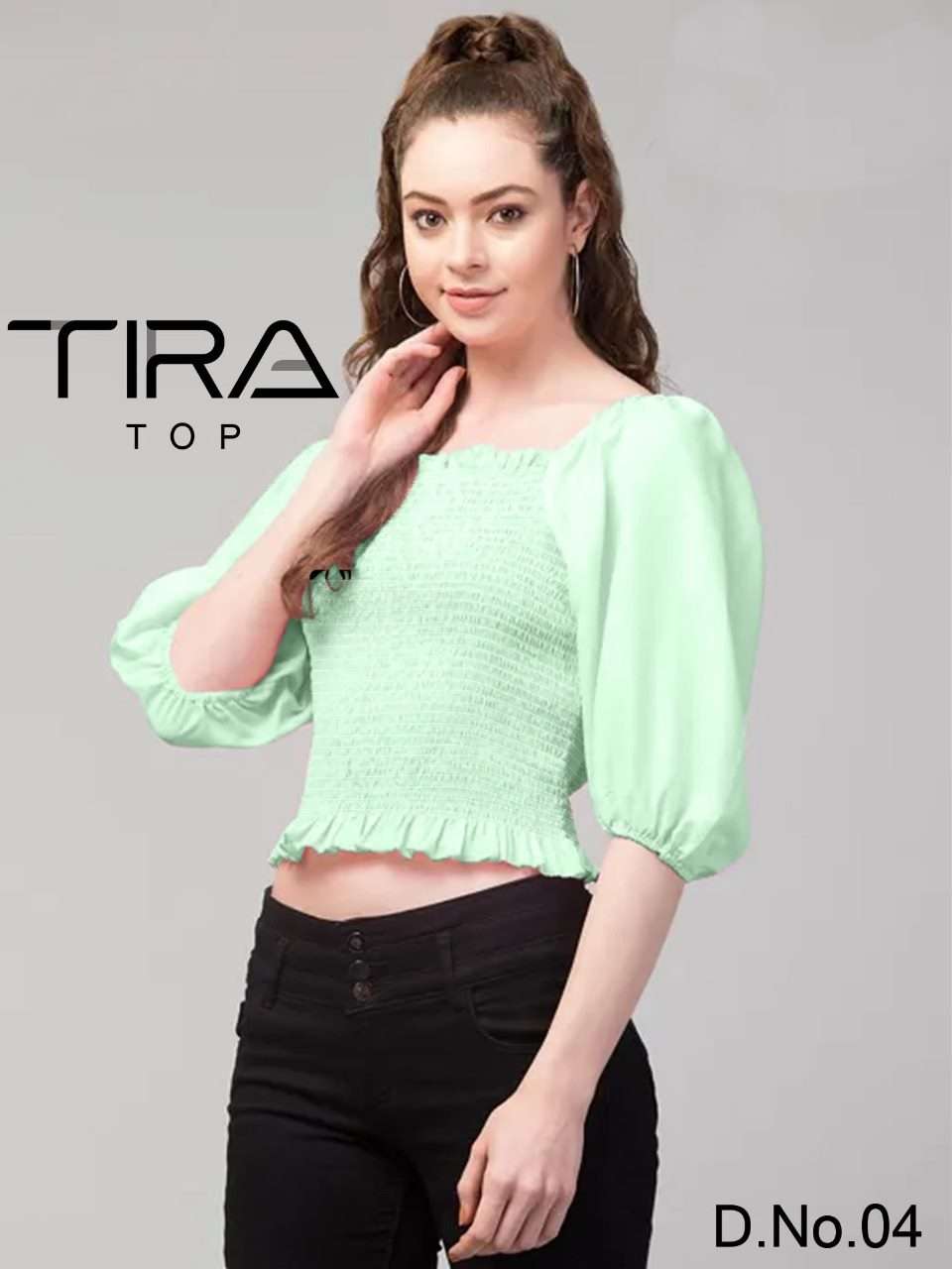 HEAVY CREPE TOPS WITH ELASTIC THREAD WORK AT WHOLESALE RATES