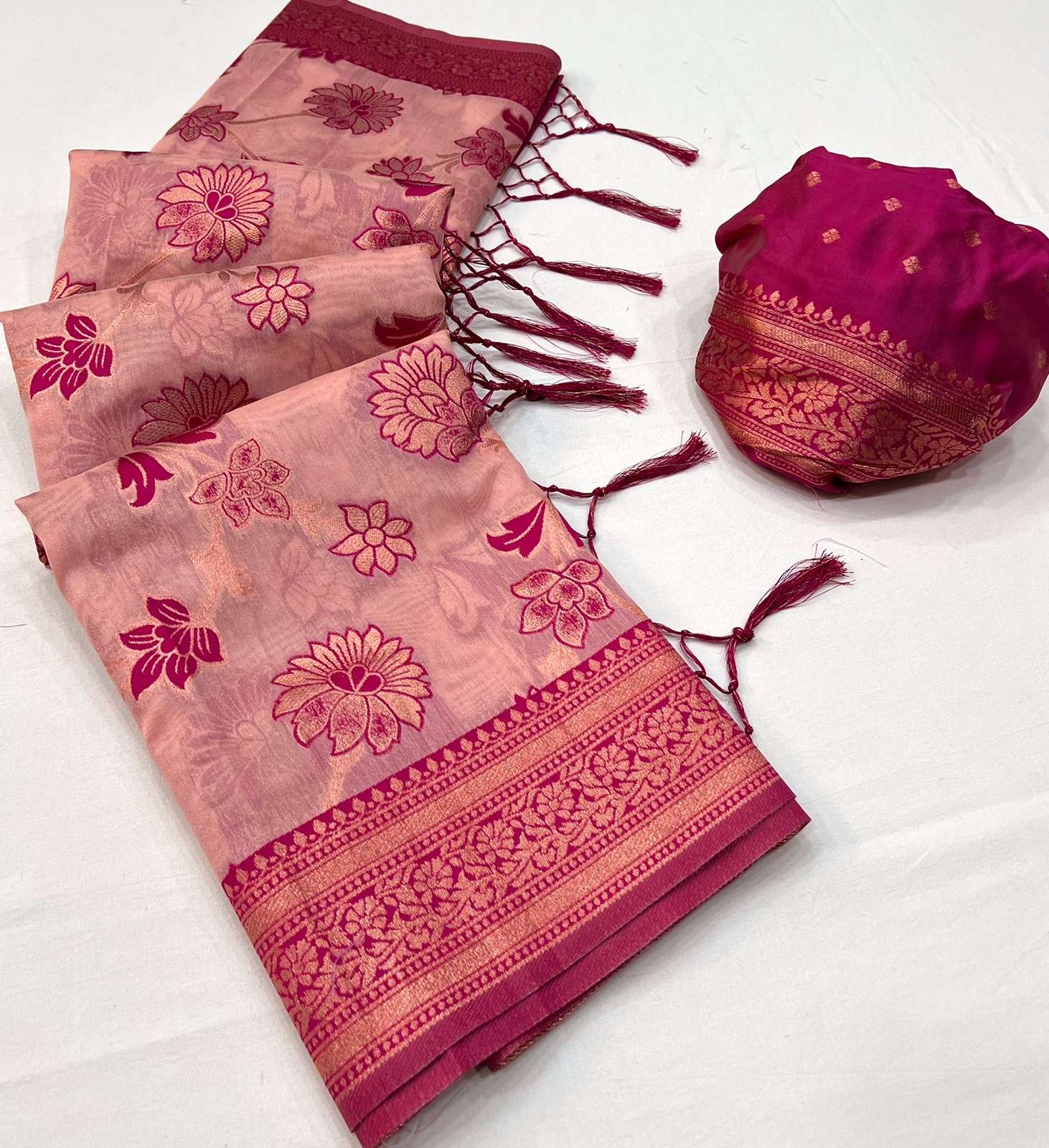LATEST SOFT CRAFT LINEN SILK WITH WEAVING BORDER SAREES AT W...
