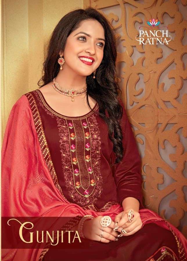 PANCH RATNA GUNJITA PURE JAM SILK SALWAR SUITS AT WHOLESALE ...