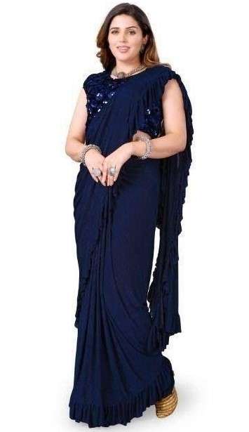 READY TO WEAR LYCRA SAREES WITH STITCHED BLOUSE AT WHOLESALE...