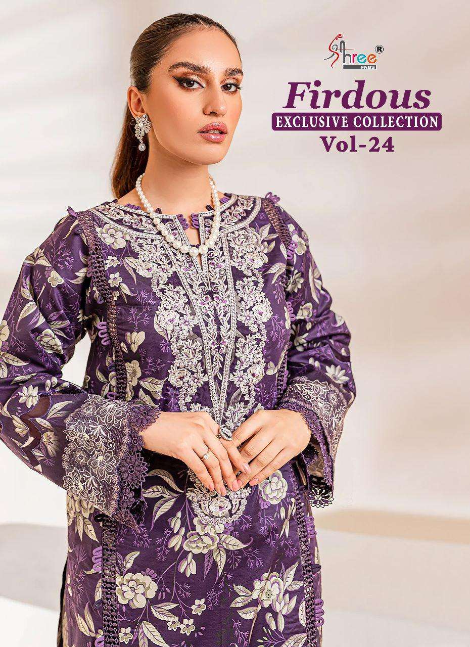SHREE FABS FIRDOUS VOL 24 PURE COTTON SALWAR SUITS AT WHOLES...