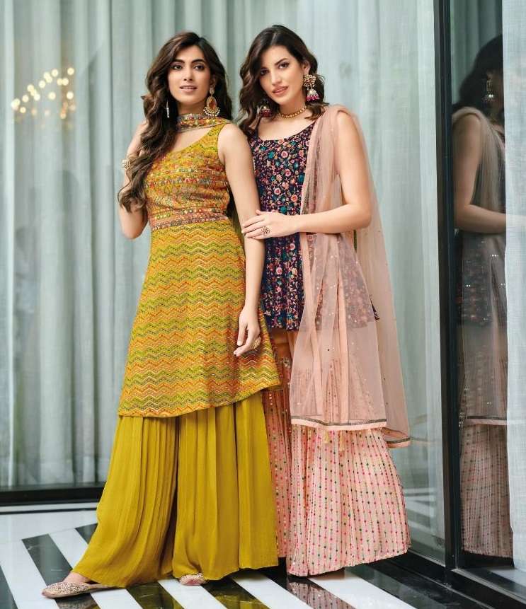 ZAVERI COLOUR PURE GEORGETTE READYMADE SUITS COLLECTION AT W...