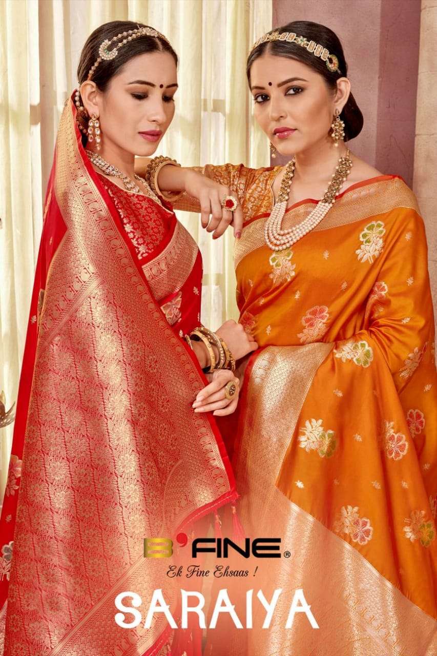 B fine Saraiya silk with fancy weaving design saree collecti...