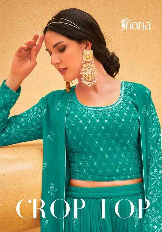 FIONA CROP TOP REAL GEORGETTE EMBROIDERY WORK READYMADE SALW...