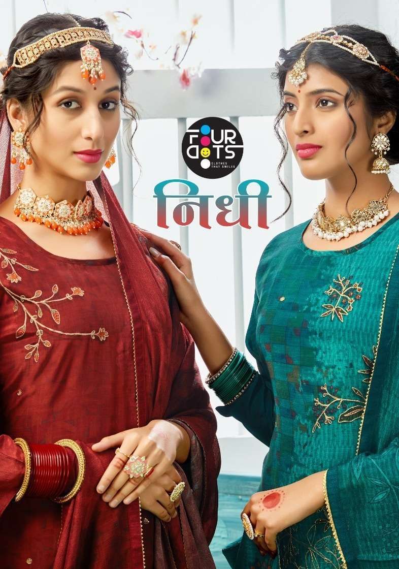 FOUR DOTS NIDHI PURE NATURAL CRAPE SALWAR SUITS AT WHOLESALE...