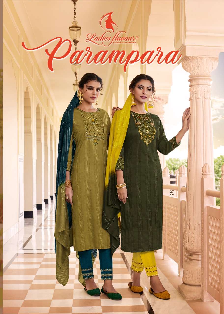 LADIES FLAVOUR PARAMPARA FANCY HEAVY CHINON READYMADE SUITS ...
