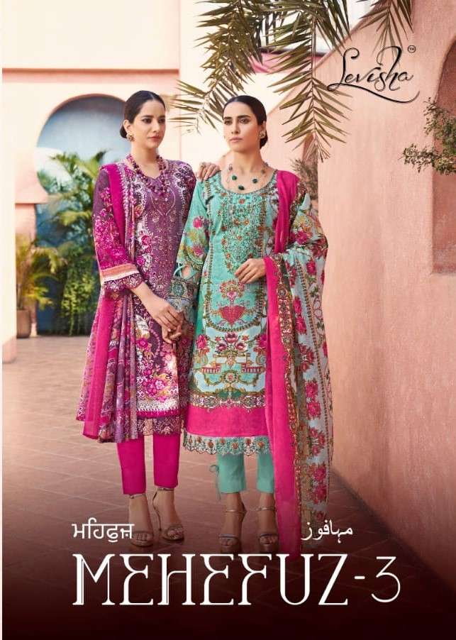 LEVISHA MAHEFUZ VOL 3 SATIN COTTON PRINTED SALWAR SUITS AT W...