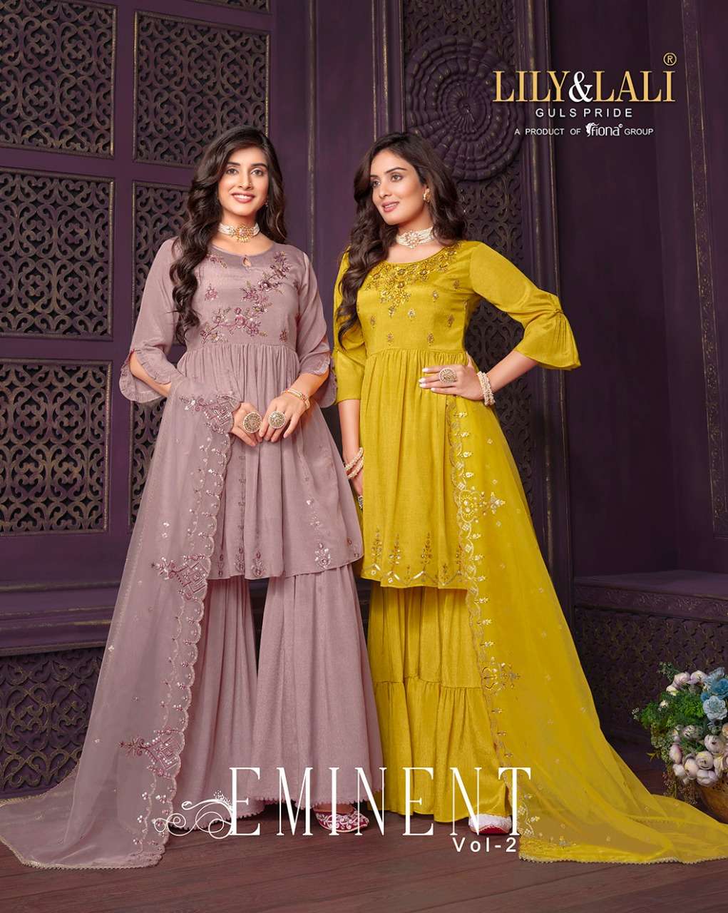 LILY & LALI EMINENT VOL 2 PURE CHINON EMBROIDERY READYMADE S...