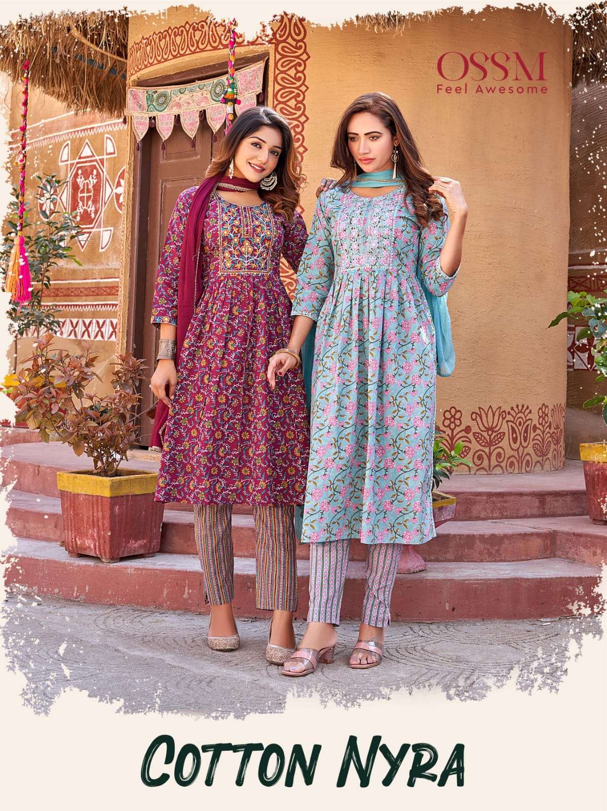 OSSM COTTON NYRA COTTON PRINTED READYMADE SUITS AT WHOLESALE...