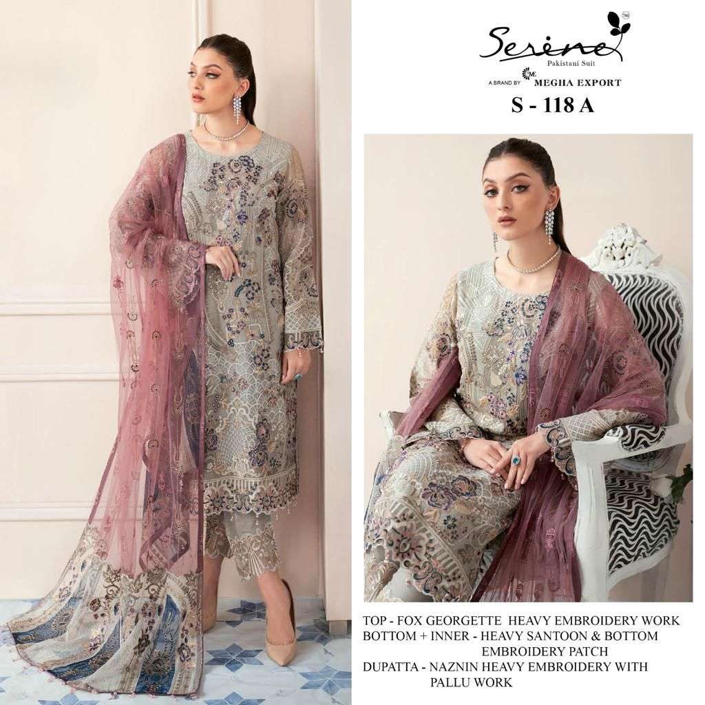 SERINE S 118 FAUX GEORGETTE EMBROIDERED SALWAR SUIT AT WHOLE...