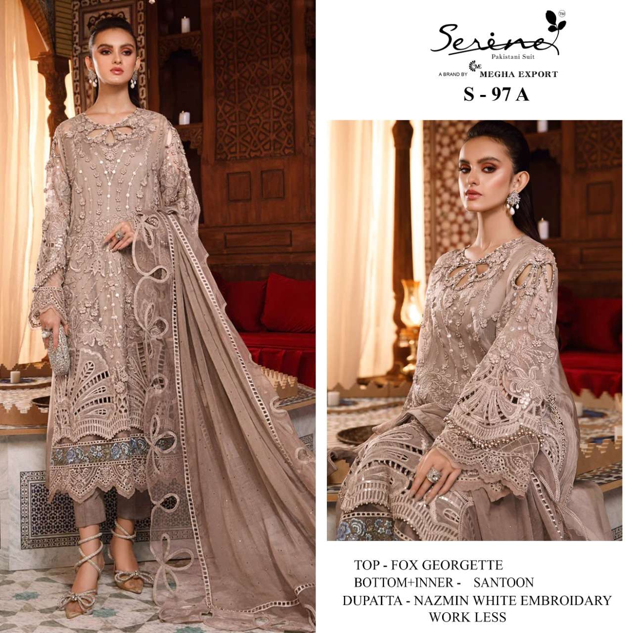 Serine S 97 Georgette with Heavy Embroidery work Pakistani s...