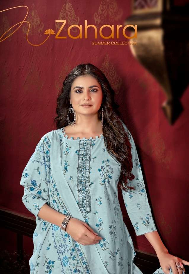 SIYONA ZAHARA PURE CAMBRIC DESIGNER PRINTS SALWAR SUITS AT W...