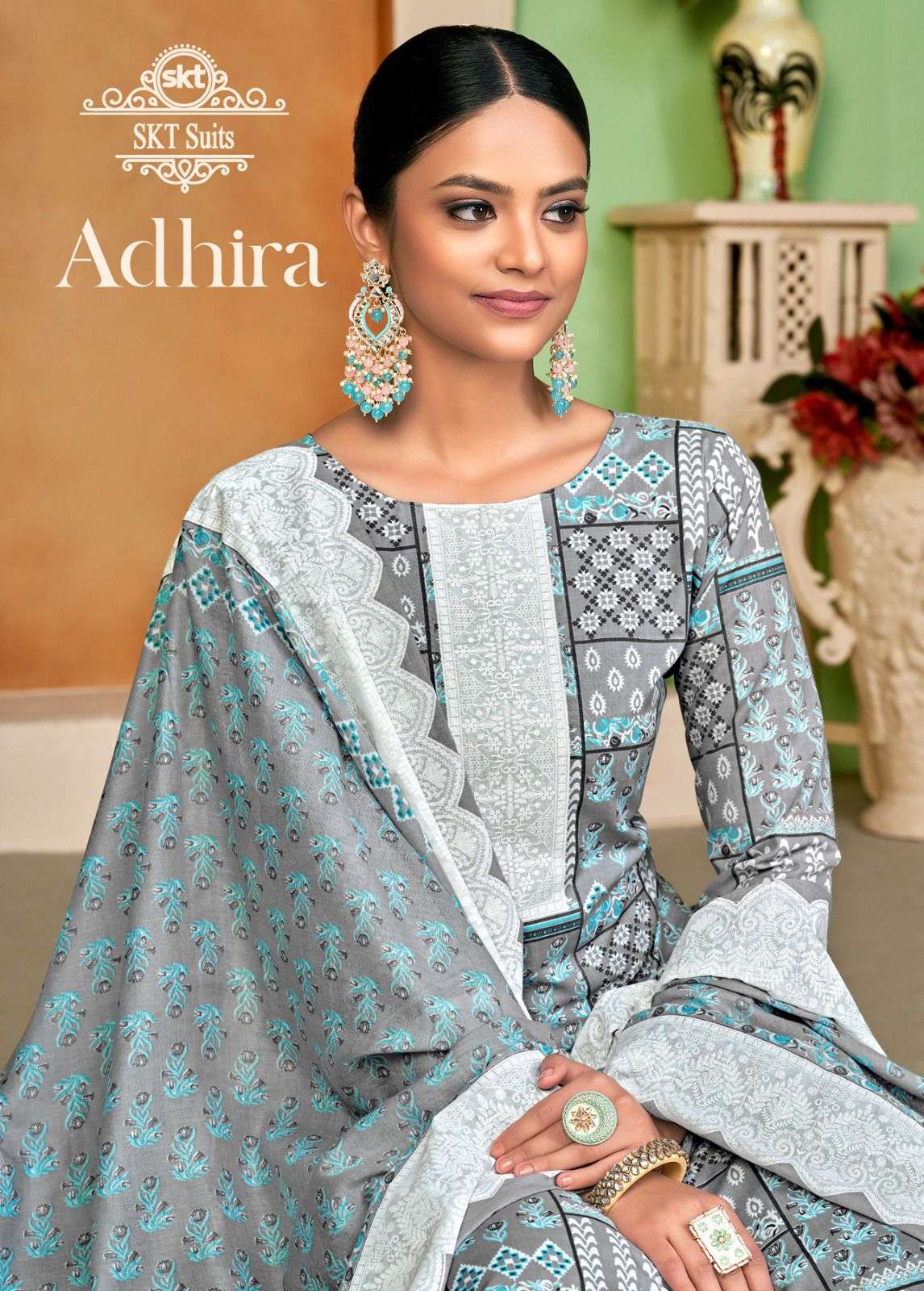 SKT SUITS ADHIRA COTTON DIGITAL PRINT SALWAR SUITS AT WHOLES...