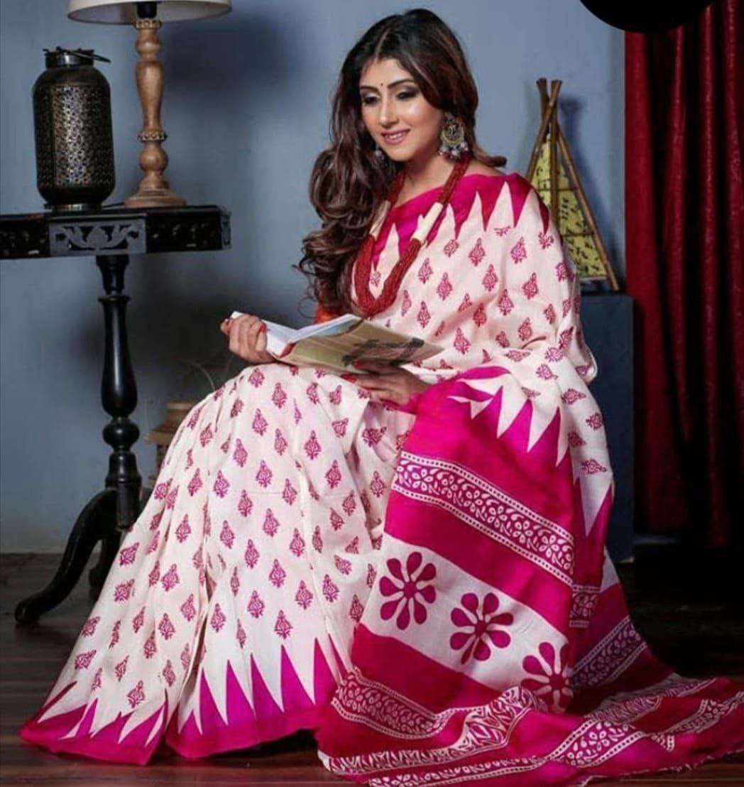 SOFT LINEN DAILY USE PRINTED SAREES AT WHOLESALE PRICE