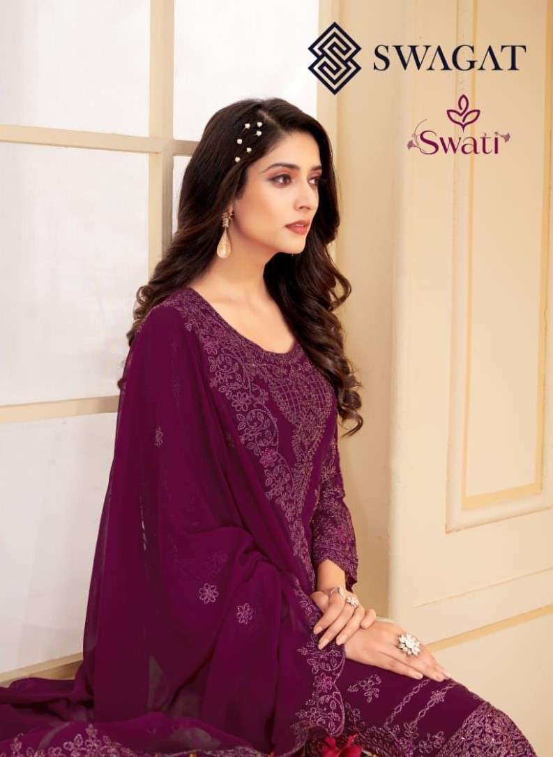 SWAGAT SWATI BLOOMING FAUX GEORGETTE PARTY WEAR SALWAR SUITS...