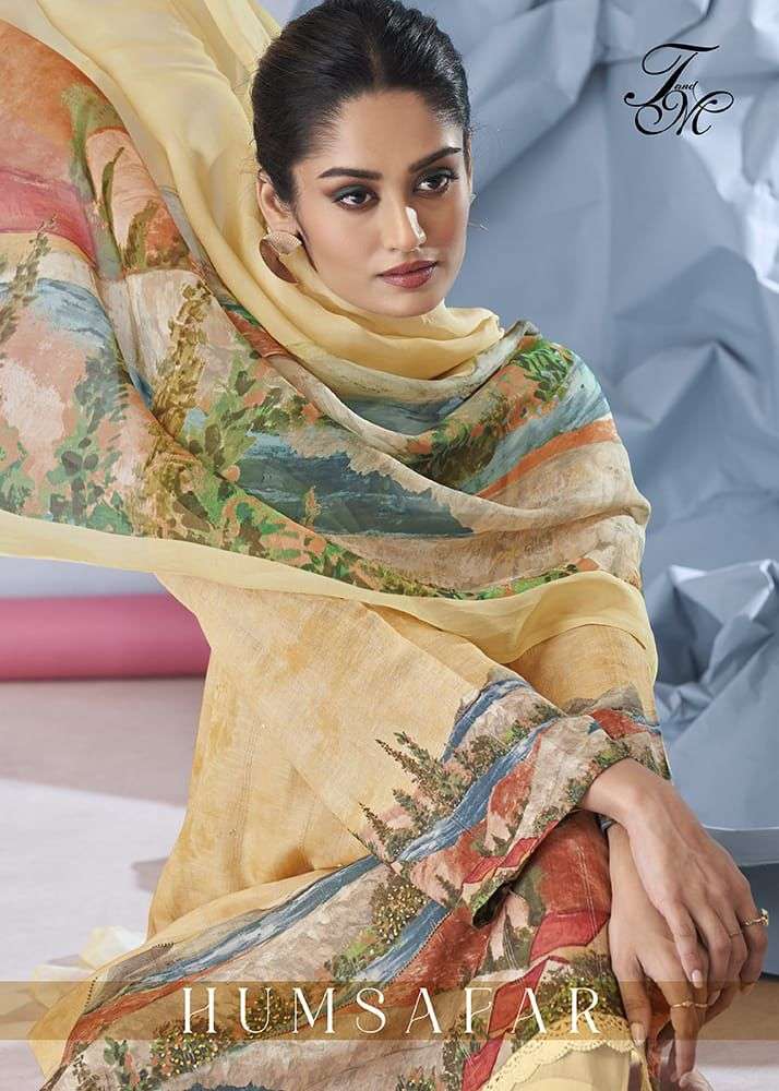 T&M HUMSAFAR PURE LINEN PATTERN DIGITAL PRINT SALWAR SUITS A...