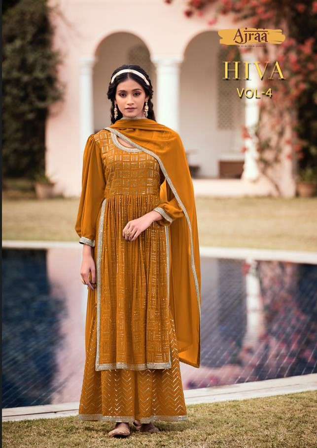 AJRAA HIVA VOL 4 REAL GEORGETTE WITH HEAVY EMBROIDERED READY...