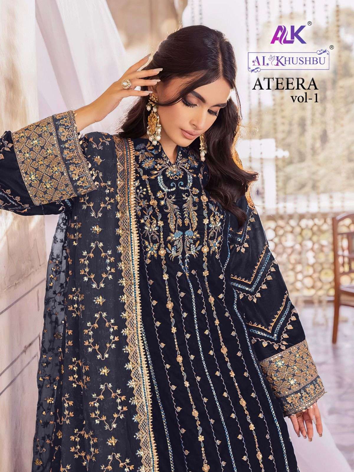 AL KHUSHBU ATEERA VOL 1 GEORGETTE EMBROIDERED SUITS AT WHOLE...