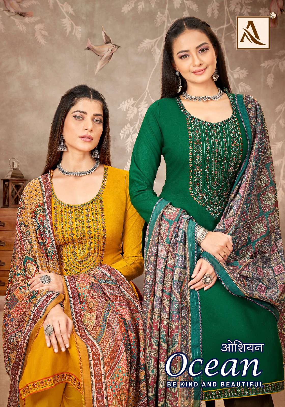 ALOK SUITS OCEAN PURE VISCOSE RAYON EMBROIDERY SALWAR SUITS ...