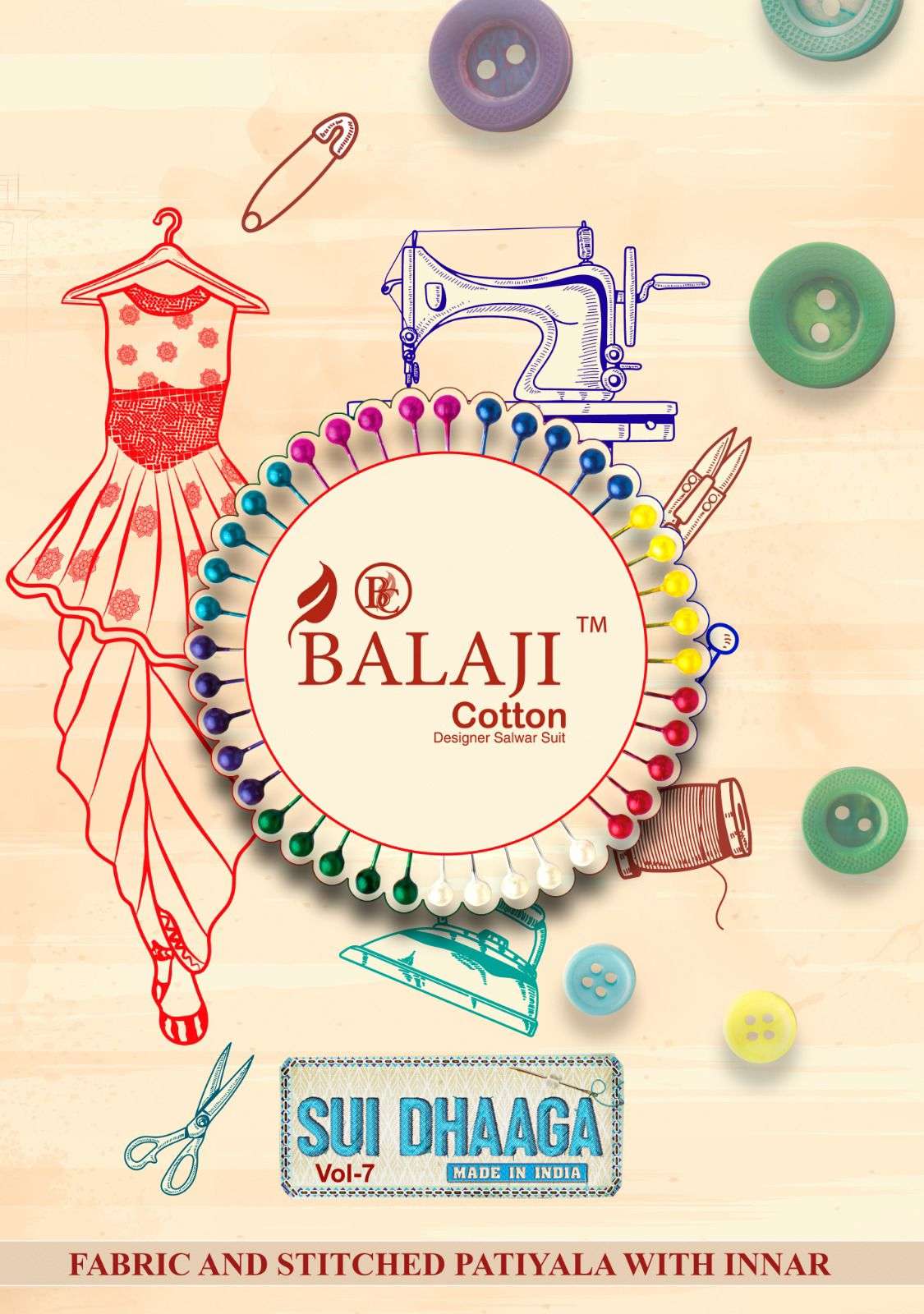 BALAJI SUI DHAGA VOL 7 COTTON PRINTED DRESS MATERIALS WHOLES...