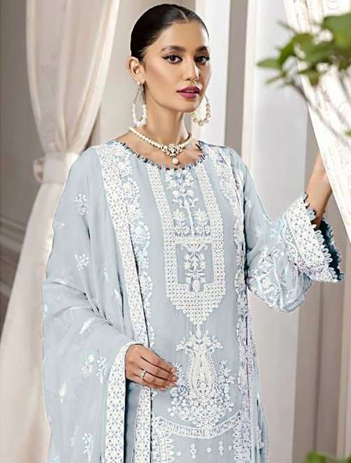 DINSAA SUITS 158 GEORGETTE EMBROIDERED SALWAR SUITS AT WHOLE...