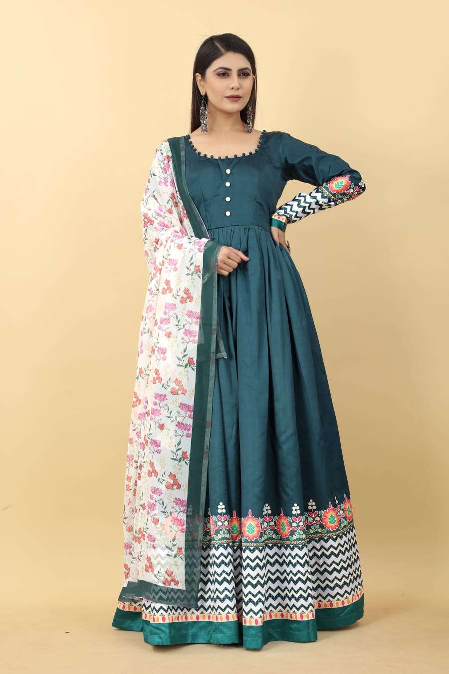Fancy Malai SIlk with fancy Fullystich designer Gown Style L...