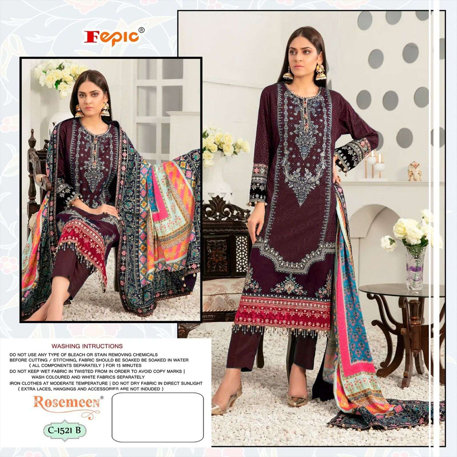 FEPIC ROSEMEEN 1521 GEORGETTE EMBROIDERED SALWAR SUITS AT WH...