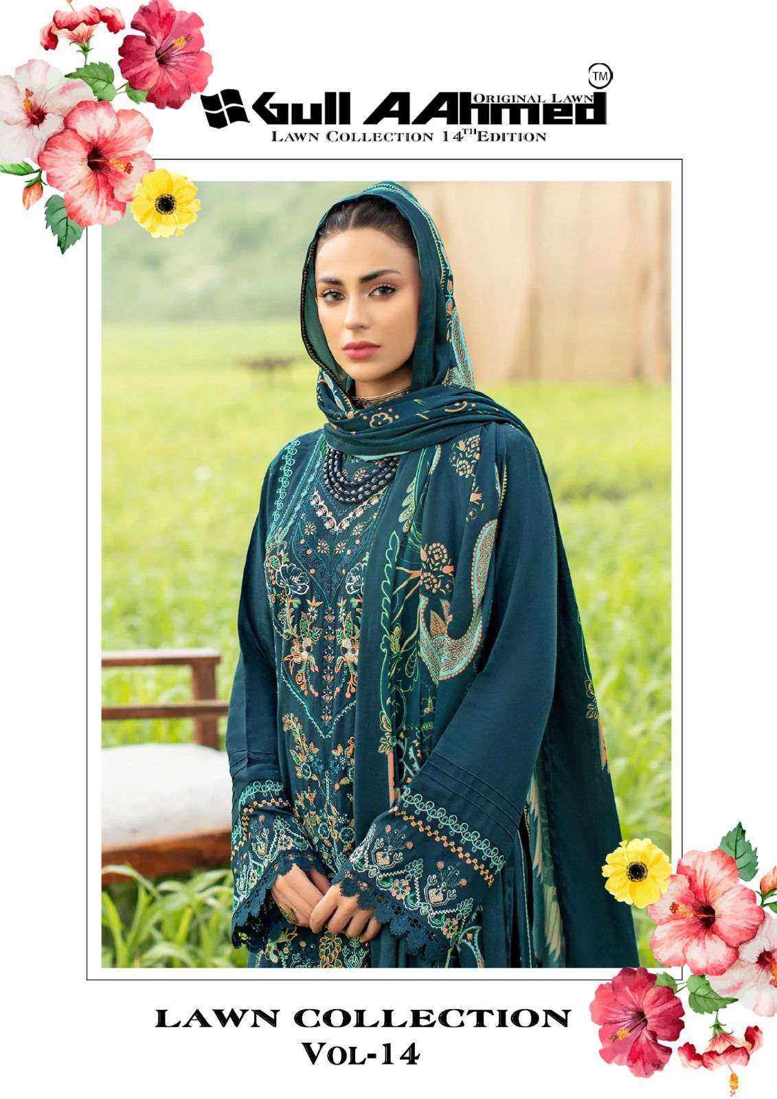 GULL AHMED LAWN COLLECTION VOL 14 COTTON PRINTED SALWAR KAME...