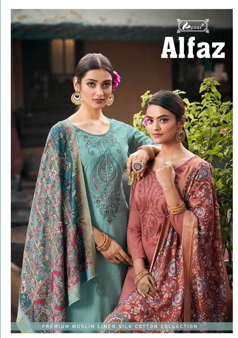 kesar present alfaz Linen silk with fancy Printed Summer wea...