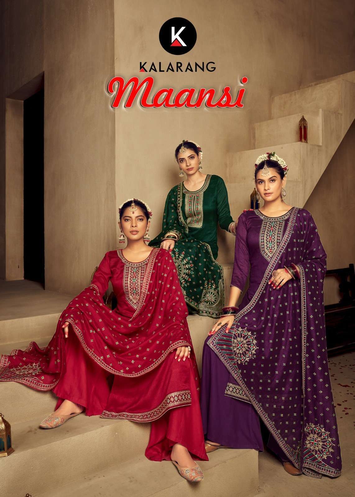 Kessi fabrics Kalarang Maansi Vichitra Silk with fancy work ...