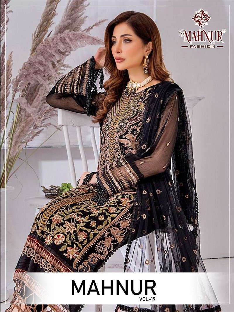 MANHUR VOL 19 HEAVY GEORGETTE BEAUTIFUL SALWAR SUITS AT WHOL...