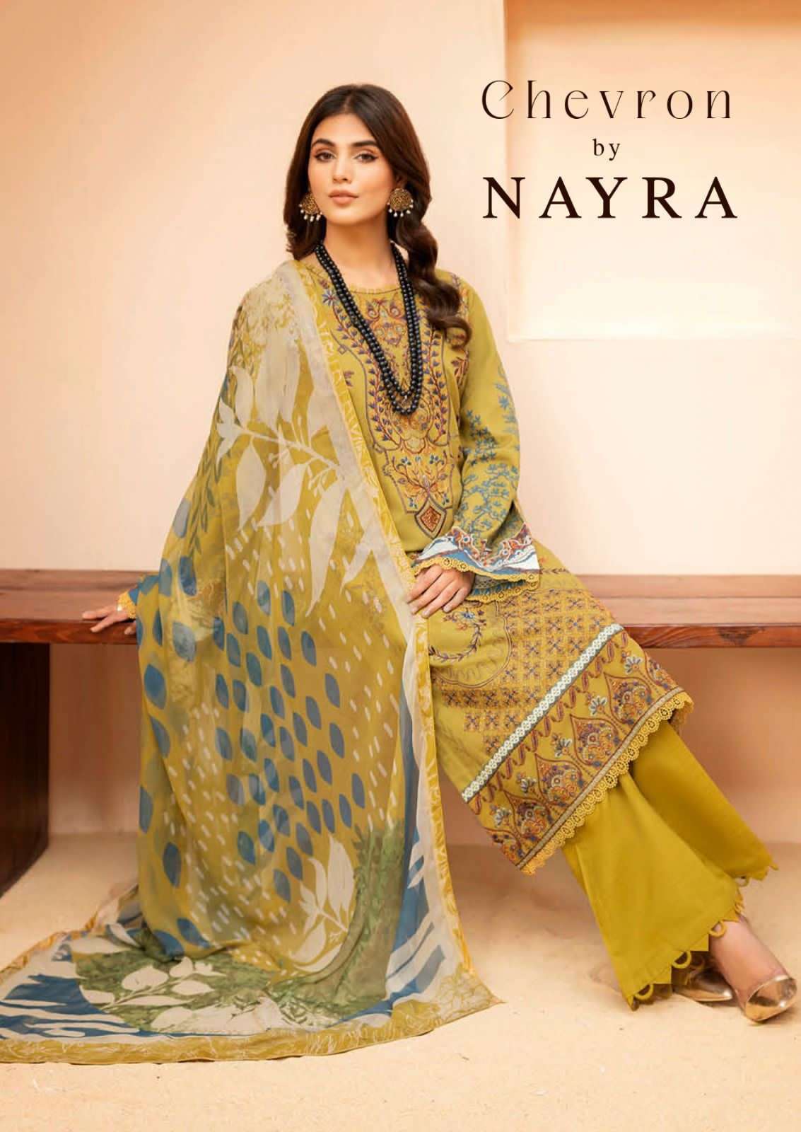 NAYRA CHEVRON HEAVY COTTON KARACHI PRINTED SUITS WHOLESALER