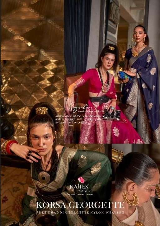 Rajtex Korsa Georgette with weaving Design Saree collection ...