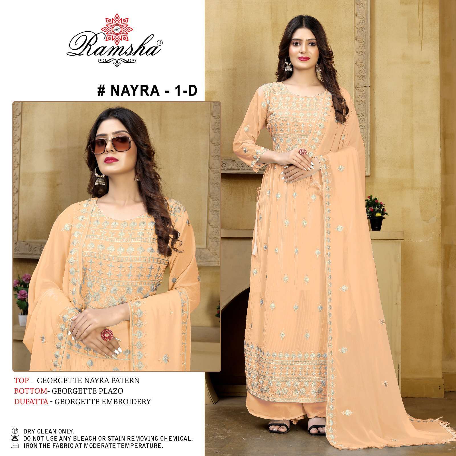 Ramsha Nayra Vol 1 Georgette with fancy work Pakistani suits...