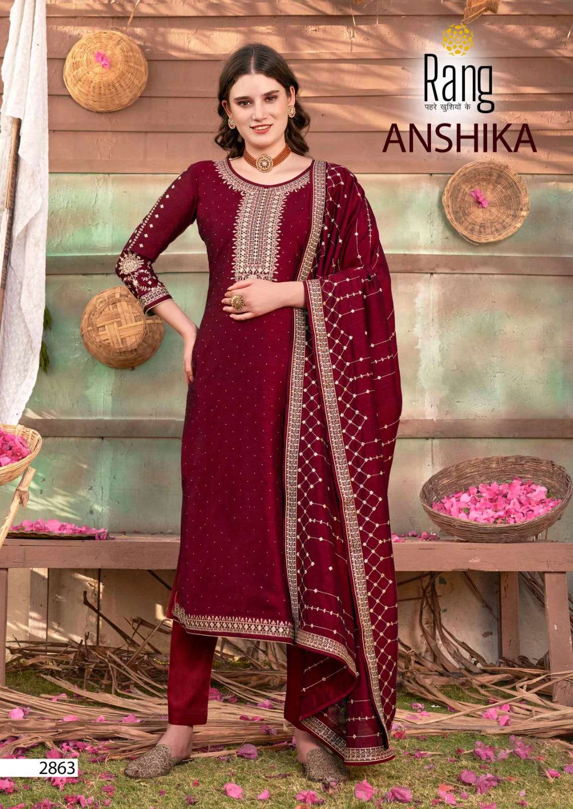 RANG ANSHIKA EXCLUSIVE VICHITRA SILK SALWAR SUITS AT WHOLESA...