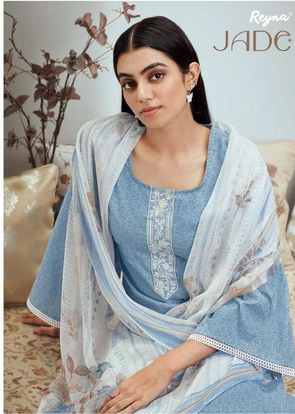 REYNA JADE PURE COTTON PRINT WITH EMBROIDERY SALWAR SUITS AT...