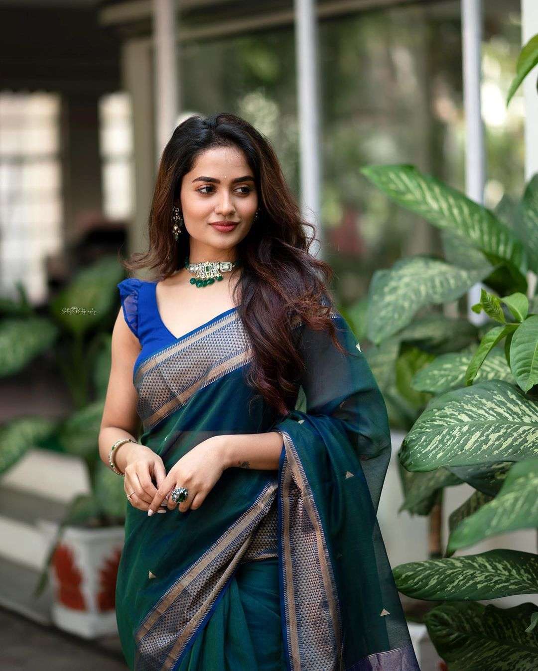 Royal Rama color Banarasi silk with fancy saree collection a...