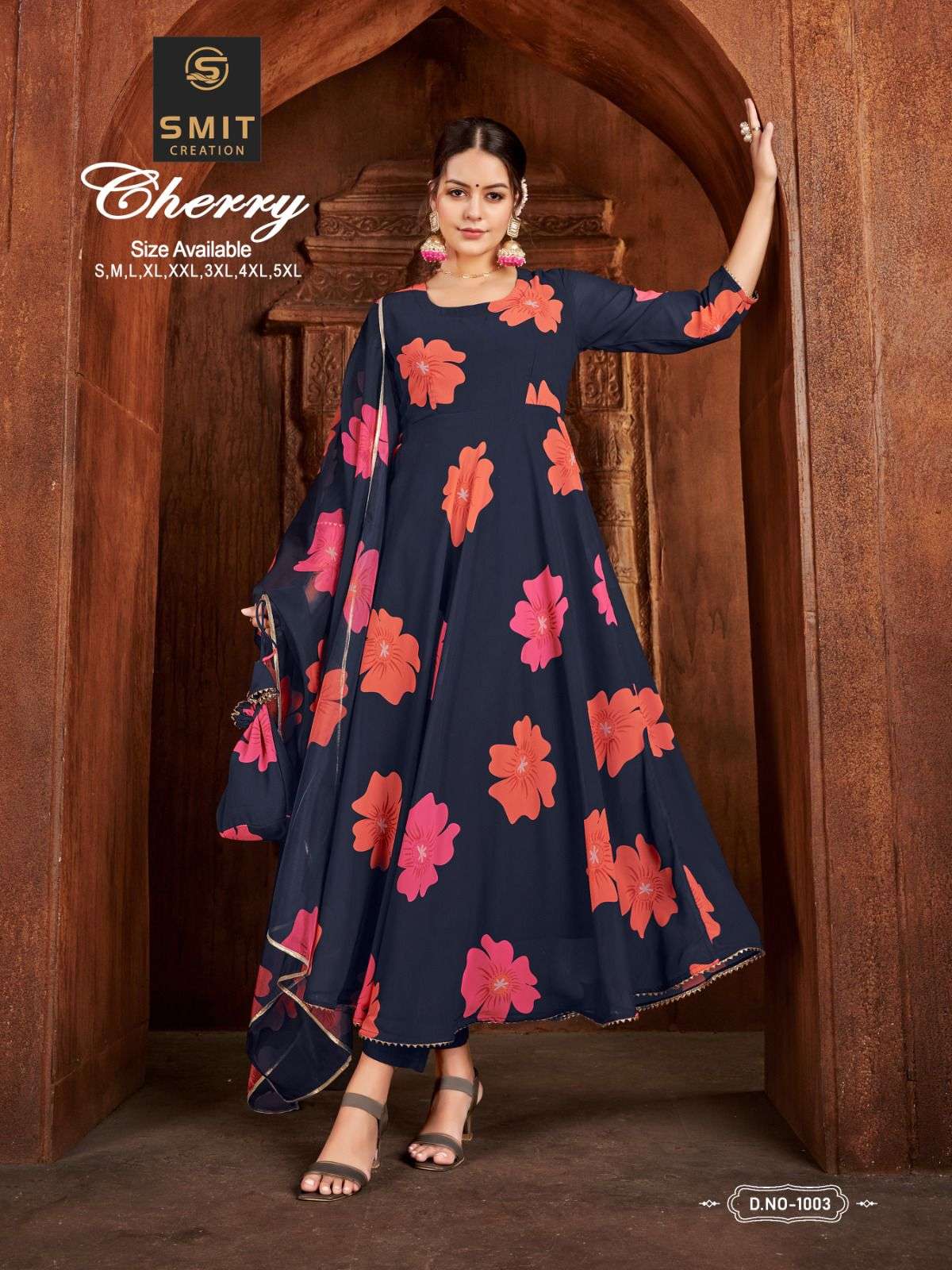 SMIT CREATION CHERRY PURE GEORGETTE GOWNS AT WHOLESALE PRICE