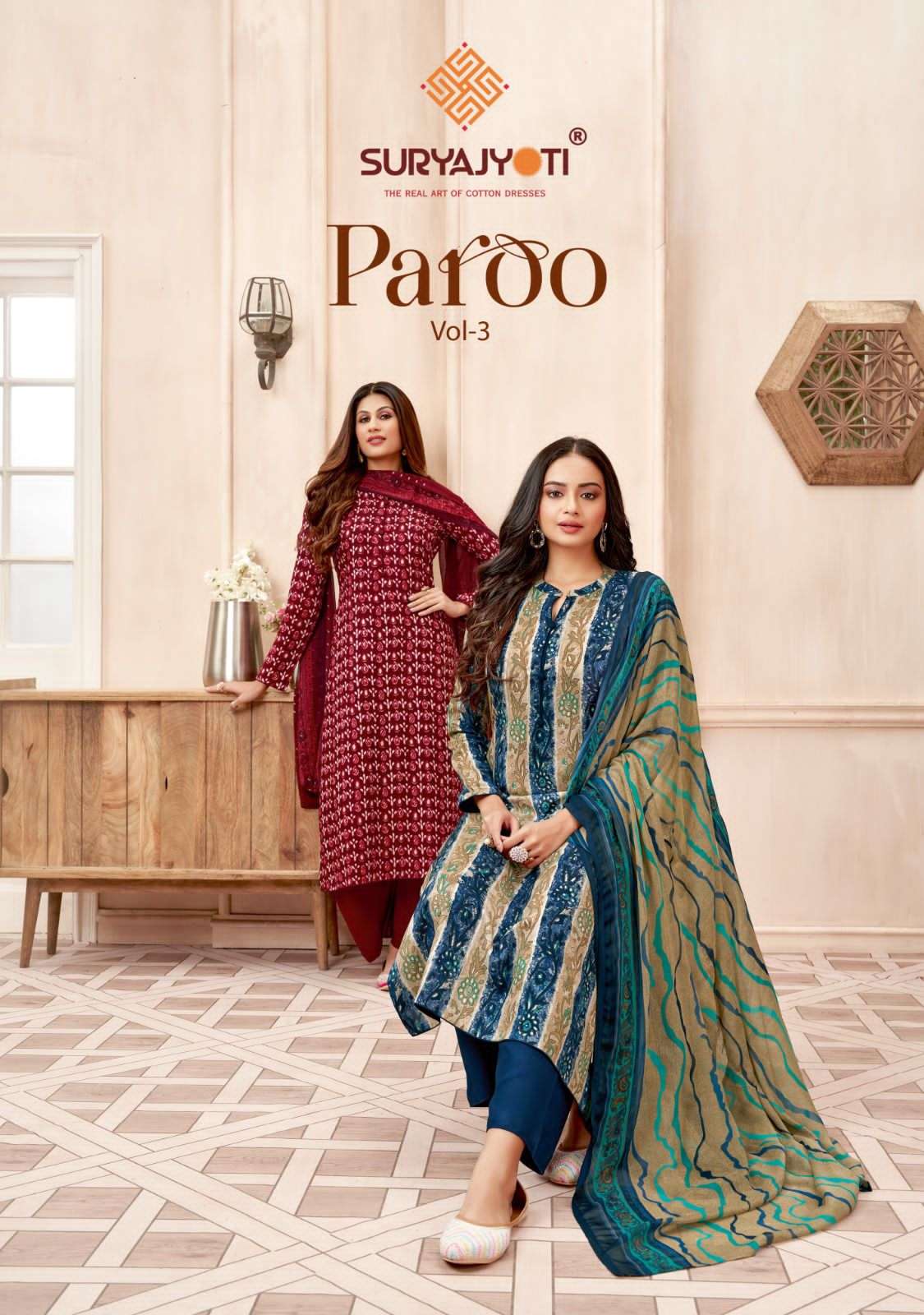 SURYAJYOTI PAROO VOL 3 PURE RAYON PRINT SALWAR KAMEEZ WHOLES...