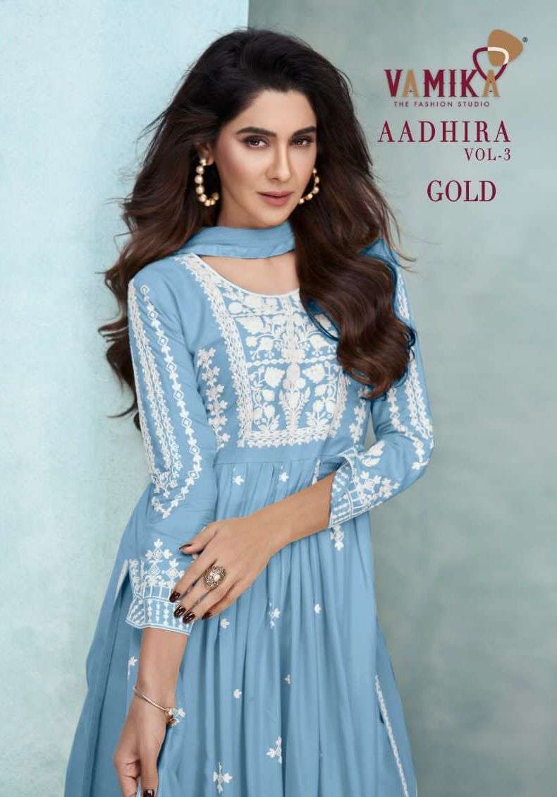 Vamika AAdhira vol 3 Gold Viscose  with fancy designer Ready...