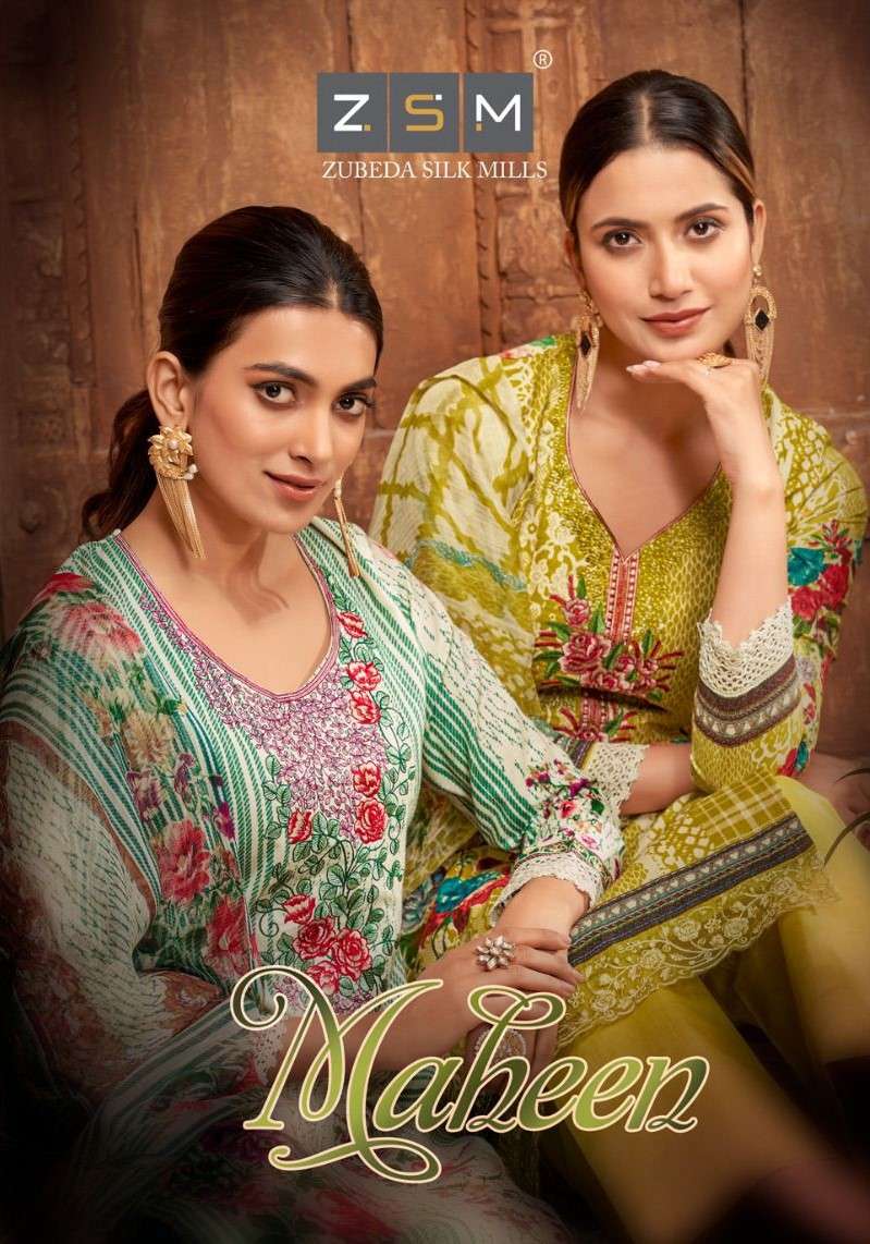 ZUBEDA MAHEEN PURE LAWN COTTON PRINT EMBROIDERY SALWAR SUITS...