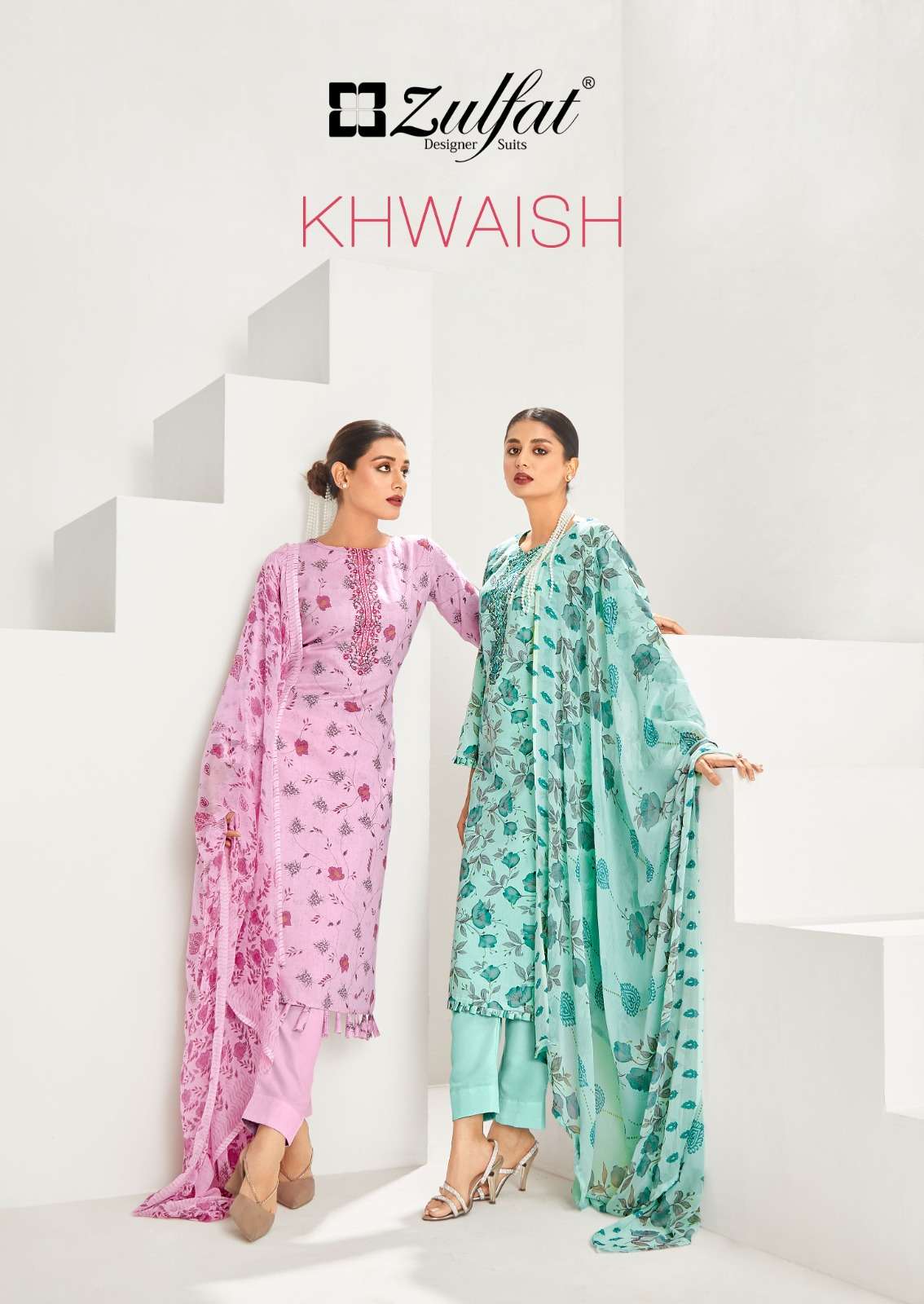 ZULFAT KHWAISH PURE JAM COTTON PRINT SALWAR SUITS AT WHOLESA...