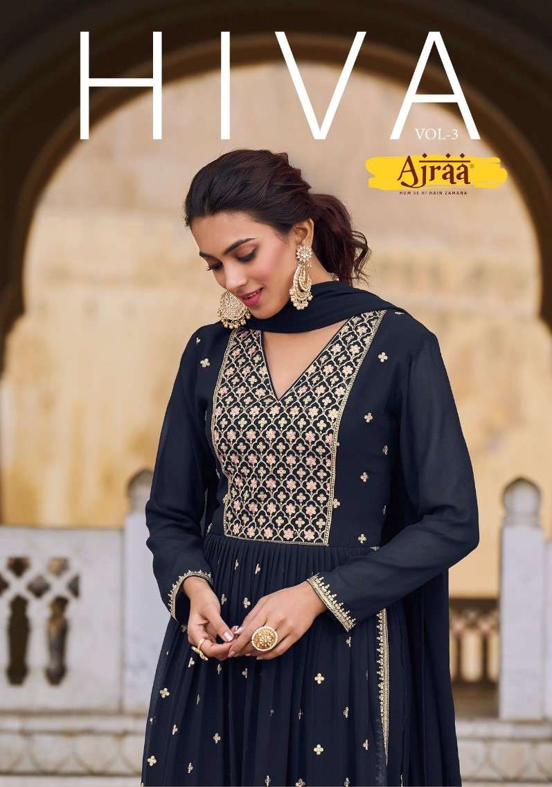 AJRAA HIVA VOL 3 REAL GEORGETTE WITH HEAVY EMBROIDERED READY...