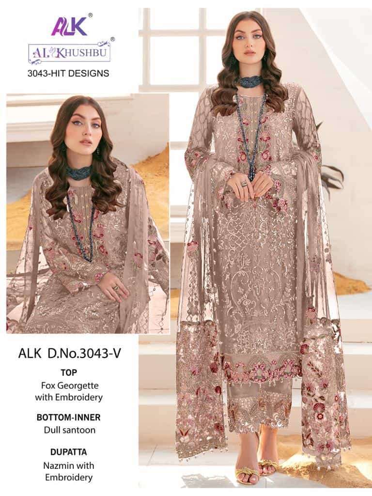 AL KHUSHBU ALK 3043 GEORGETTE WITH HEAVY EMBROIDERED PAKISTA...