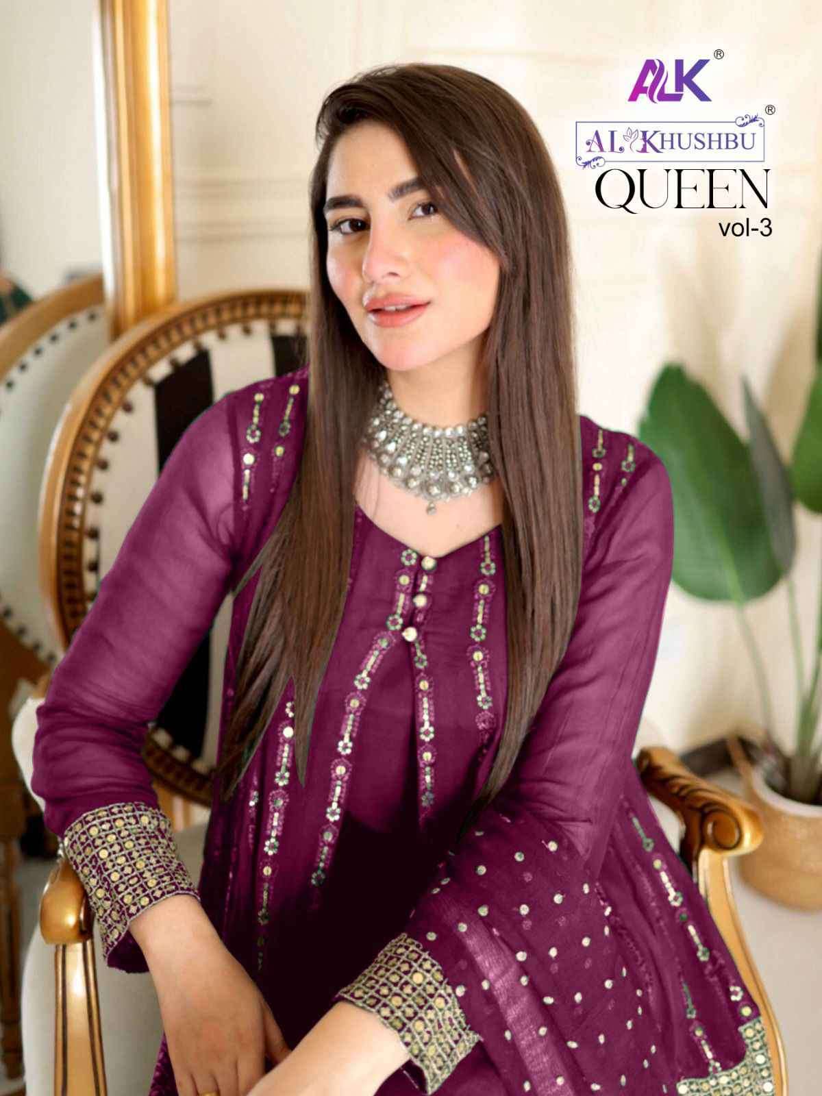 AL KHUSHBU QUEEN VOL 3 GEORGETTE WITH HEAVY EMBROIDERED SALW...