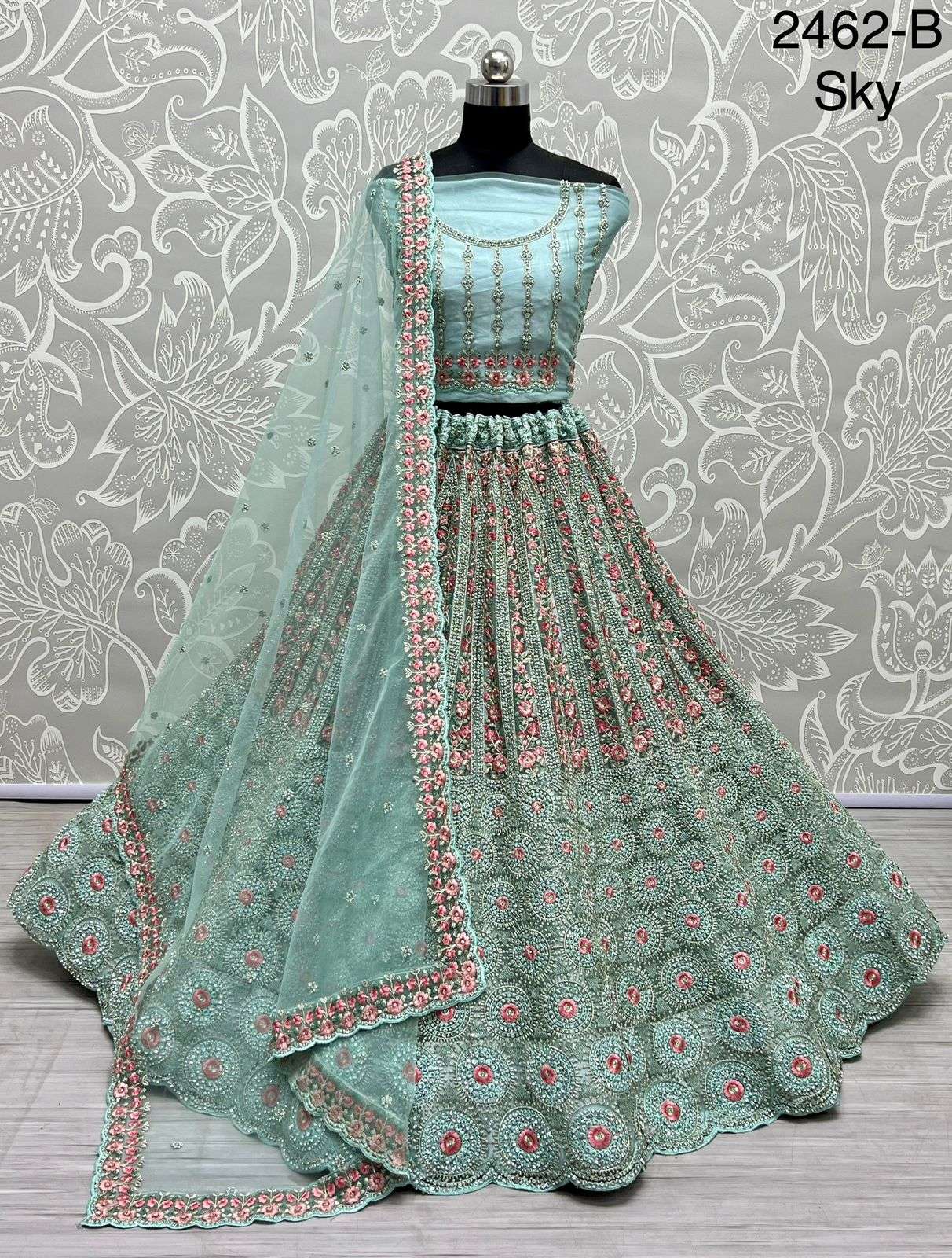 bridal wear Net With Heavy Embroidery work Designer Lehenga ...
