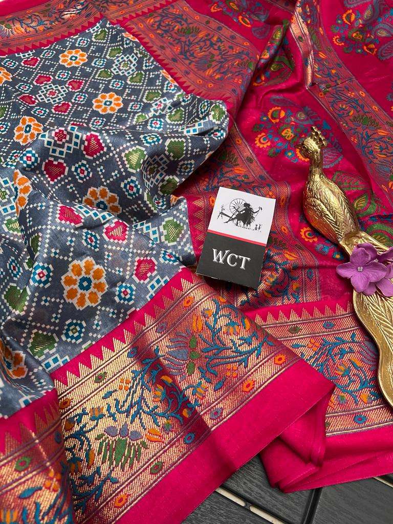 Cotton silk with Fancy Kalamkari printed saree collection  