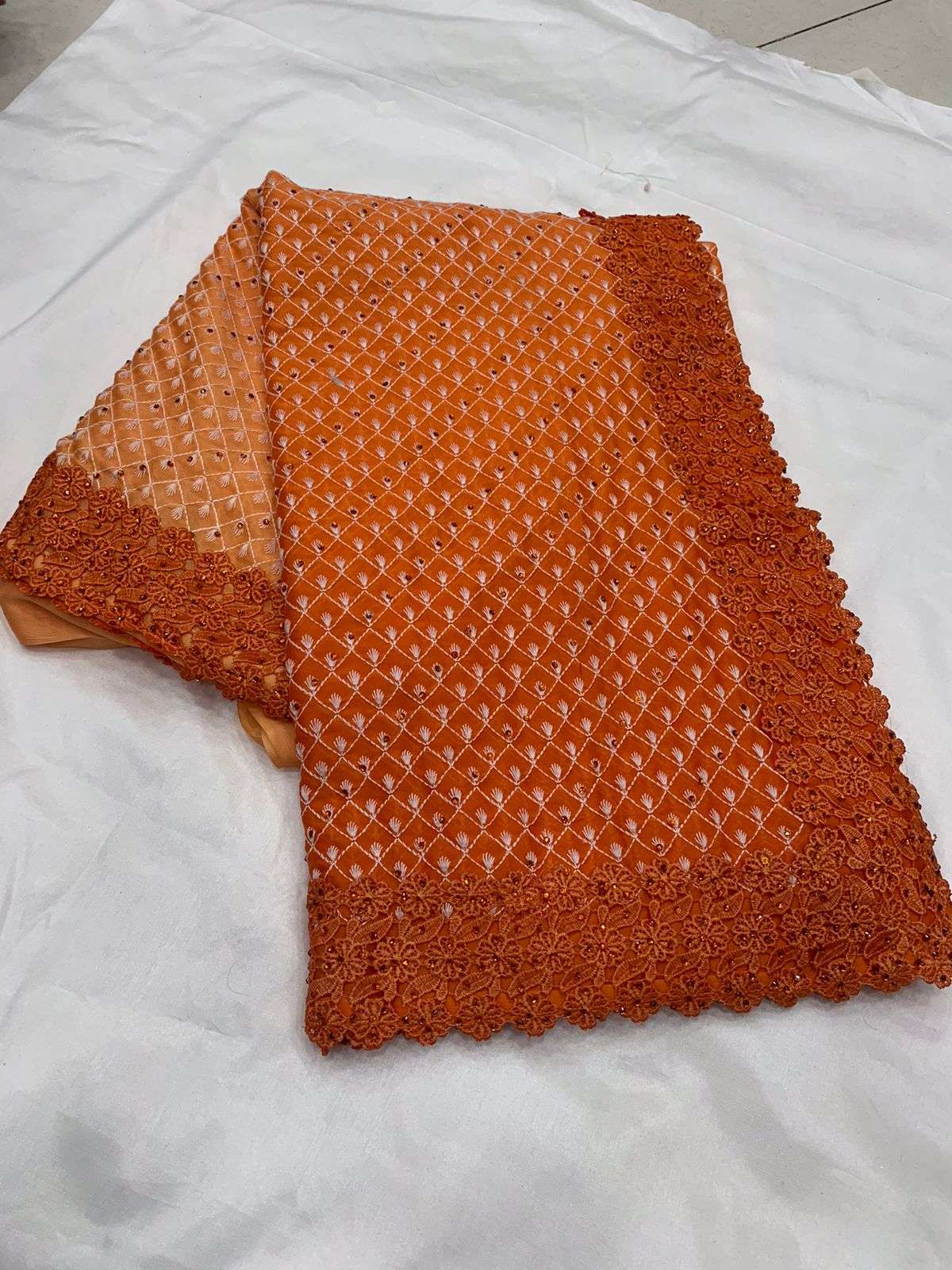 Fancy Fabric CHIKANKARI EMBROIDERY WORK Heavy saree collecti...