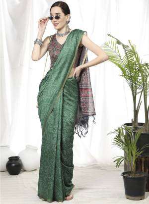 Fancy Linen with bandhani Printed saree collection at best r...